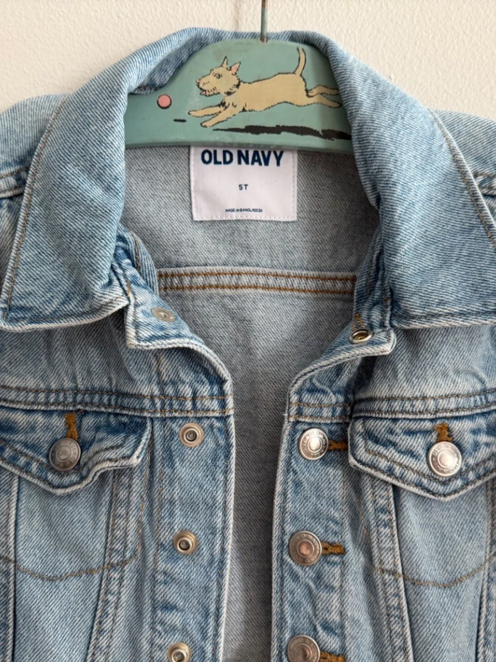 Old Navy 5T Denim Trucker Jacket Lt Wash Jean Distressed Cotton Grunge Western